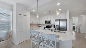 Breakfast bar seating for two in the kitchen