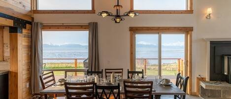 Grand dining room views of the Kachemak Bay in Homer, AK