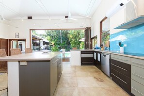 The kitchen is fully-equipped with everything you'll need for your holiday catering.