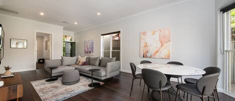 Stunning open plan living that is light and bright and leads out to the court yard