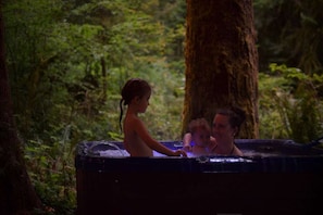 Little two person hot tub beneath.