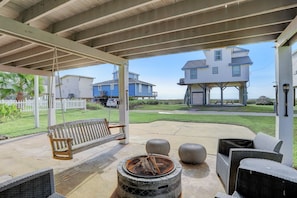 Enjoy out door seating around the fire pit.