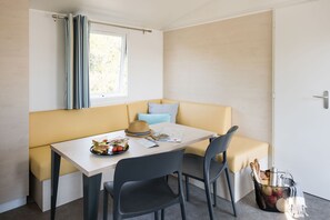 A chic dining area for two.