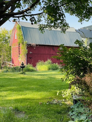 19th century barn with hand hewn beams