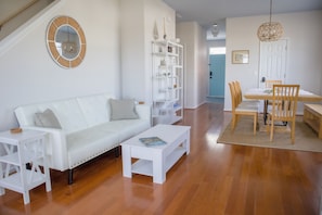 Futon sofa in main living area