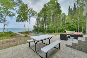Furnished Patio | Lounge & Dining Areas | Lake Views | Fire Pit
