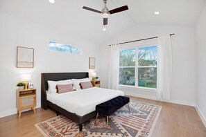 You’ll feel enveloped in warmth in this charming room with its rich wood accents and inviting bed. Wake up refreshed, surrounded by rustic coziness, and enjoy the perfect mix of comfort and natural vibes
