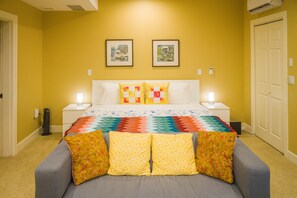 Comfortable sofa with handmade pillow cushion