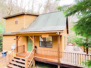 The side view of our cabin from the parking area.