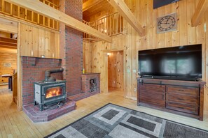 Living Area | Flat-Screen TV | DVD Player | Wood-Burning Stove