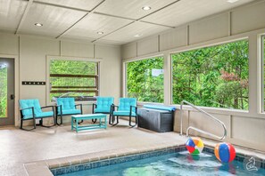 Indoor Pool Connected to the Living Room with Key Pad