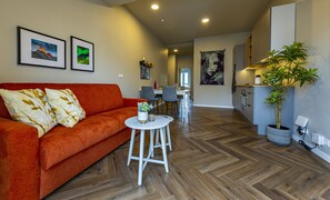 You have a view of the balcony that comes from the living room and the kitchen