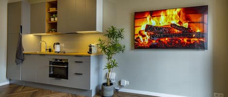 You have a view of the balcony that comes from the living room and the kitchen