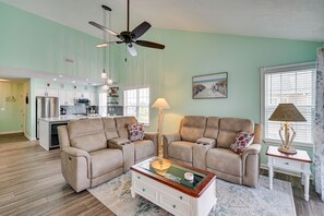 Living Room | Smart TV | Electric Fireplace | Central A/C