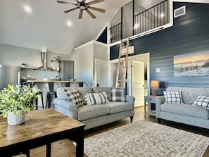 Open floor plan from the family room, to the kitchen, to the bedrooms & loft