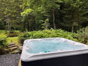 New 6 person Hot Tub. with skline views and views of the pond in the rear yard