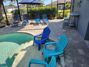 Chaise loungers for your pool side comfort.