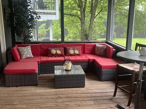 A serene retreat on the screen porch.