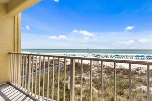 Balcony overlooking the beach and ocean