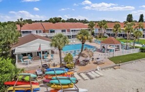 Private Beach with beachside pool, hot tub and clubhouse.