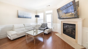 Find your place on comfortable living room sofa.