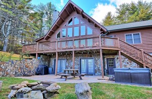 Side View with Fire Pit and Hot Tub