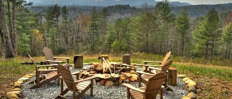 Gather around the firepit under a sky filled with twinklling North GA Stars!