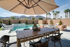Elegant poolside retreat with stunning mountain views