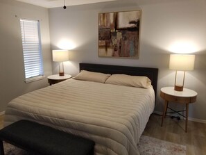 Master bedroom with King size bed and USB charging ports