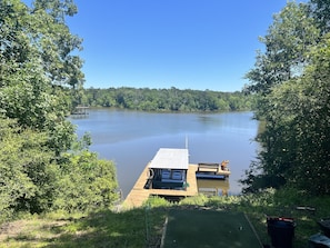 View of boat house from back yard