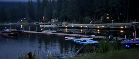 Evening view of the lake & neighboring docks