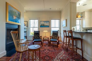 Sitting room and kitchen counter