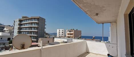 the balcony  (shared with another apartment)with view to the sea 