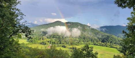 Ever-changing view of Rabun Gap and Black Rock State Park from our deck.