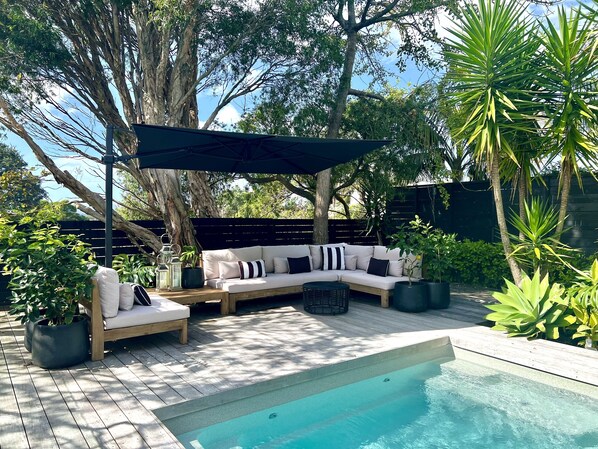 Pool and outdoor lounge area