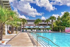 Get some laps in or lounge by the pool. Pool passes can be purchased.