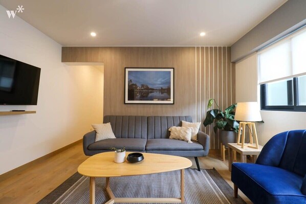 Living room with smart tv