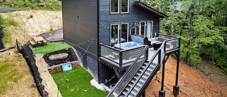 Birds Eye View of The Back Deck And Mini-Golf Area