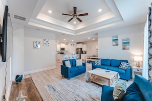 Living Room with Smart TV, Ceiling fan