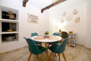 Dining area for four guests from a different angle