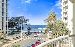 Balcony with the city and the ocean views