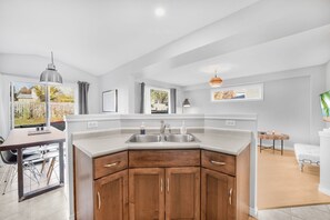 Well equipped kitchen with all of the tools you'd expect for short or long stays!
