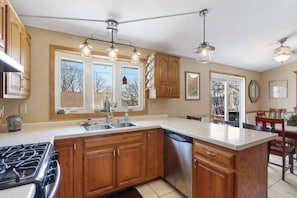 Sleek and modern kitchen with all the appliances required