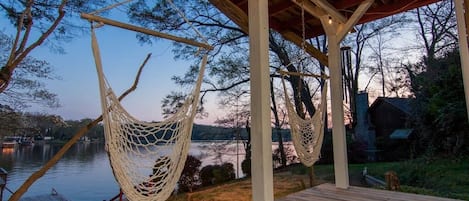 Love having our morning coffee in the swing chairs!