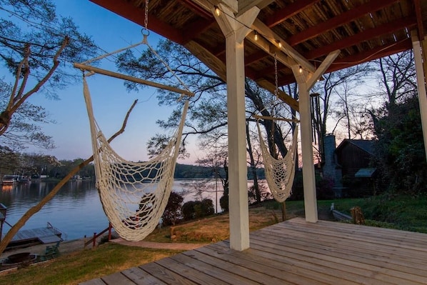 Love having our morning coffee in the swing chairs!