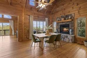 Dining room with access to the outdoor dining area. 