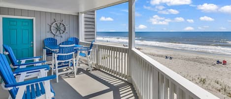 Covered Deck with Ocean and Beach Views!