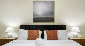 King bedroom with custom luxury hotel quality linens