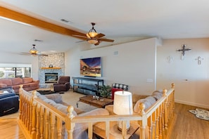 Living area with Open concept with the dining/kitchen area