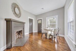 View of dining room and front door